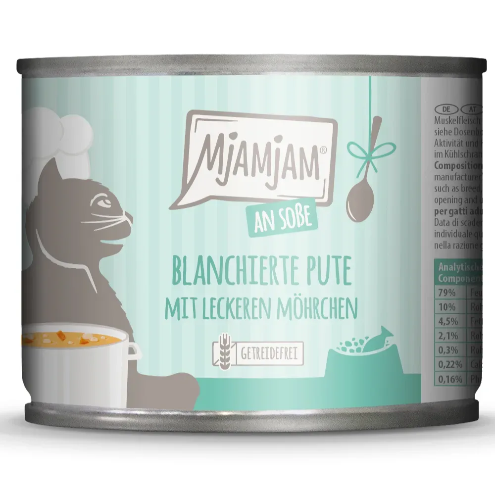 Sparpaket MjAMjAM an Sosse 24 x 185 g - blanchierte Pute mit leckeren Möhrchen