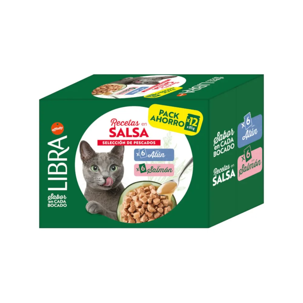 Libra Cat Fischauswahl in Sauce Lachs & Thunfisch - Sparpaket: 24 x 85 g
