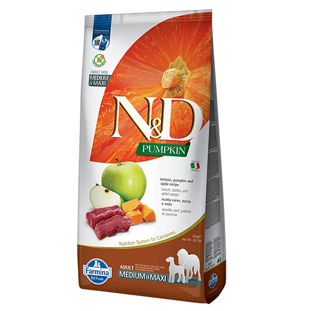 Farmina N&D 2 x 12 kg Lot für Hunde - Medium/Maxi Kürbis, Hirsch, Apfel (2 x 12 kg)