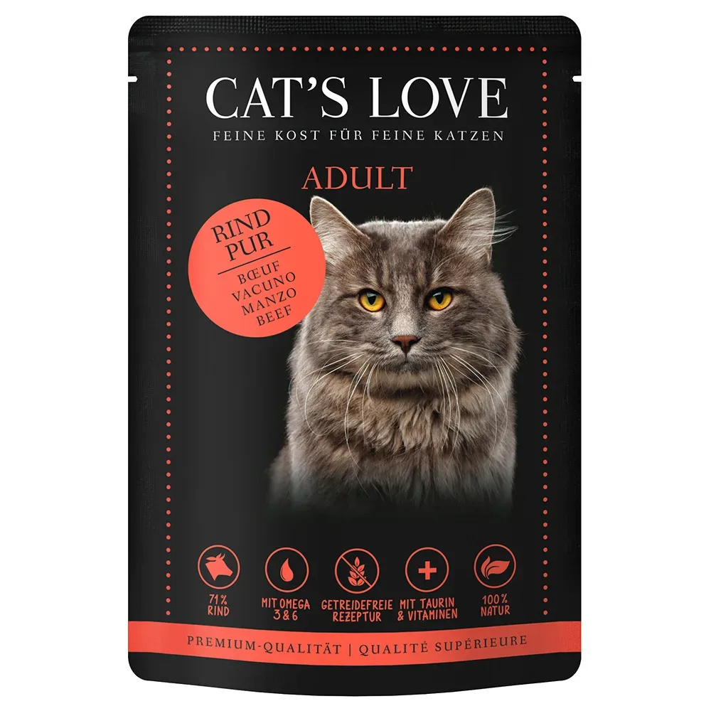 Sparpaket Cat's Love 24 x 85 g - Rind pur