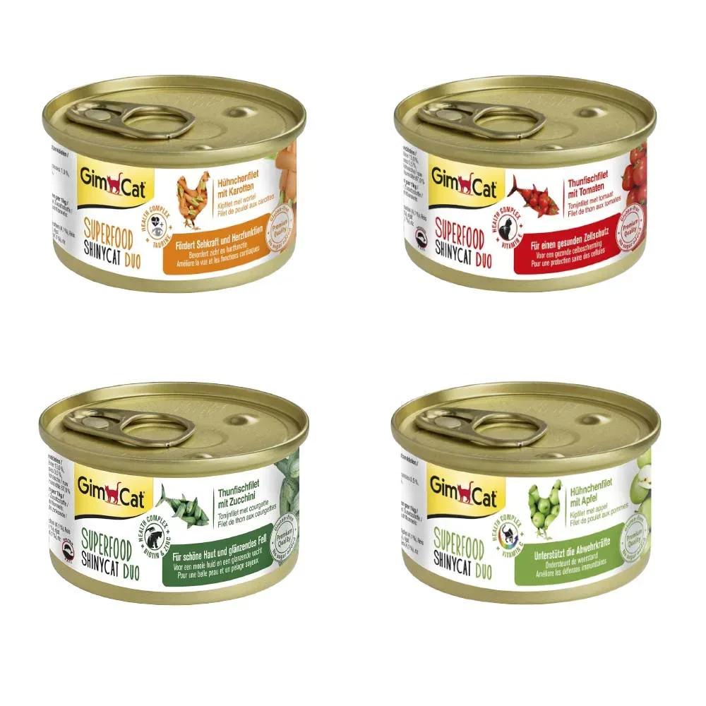 GimCat Superfood ShinyCat Duo Probierpaket 6 x 70 g - Probierpaket (4 Sorten)