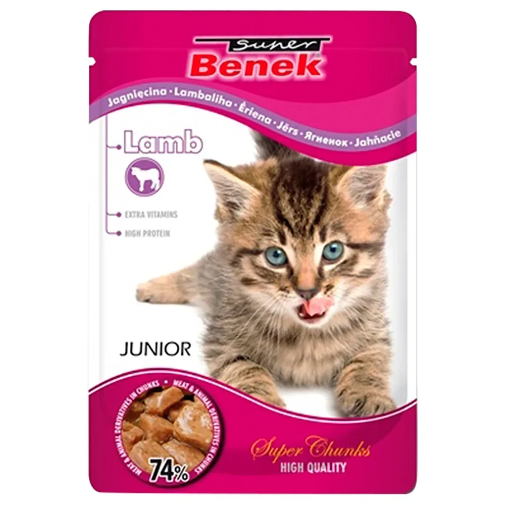 Super Benek Super Chunks Kitten 24 x 100 g - Lamm in Sauce