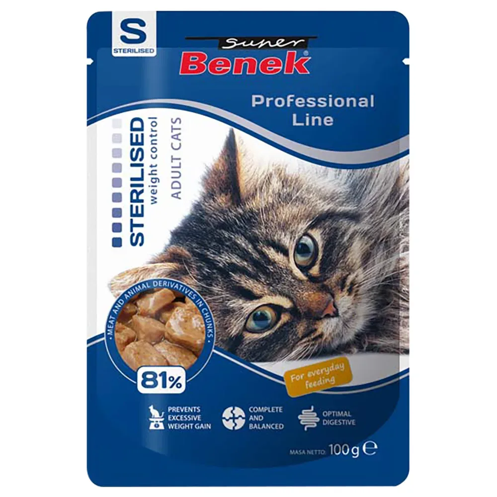 Super Benek Professional Line Sterilized Adult 24 x 100 g - Geflügel