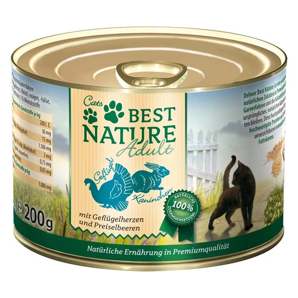 Best Nature Cat Adult 6 x 200 g - Geflügel & Kaninchen