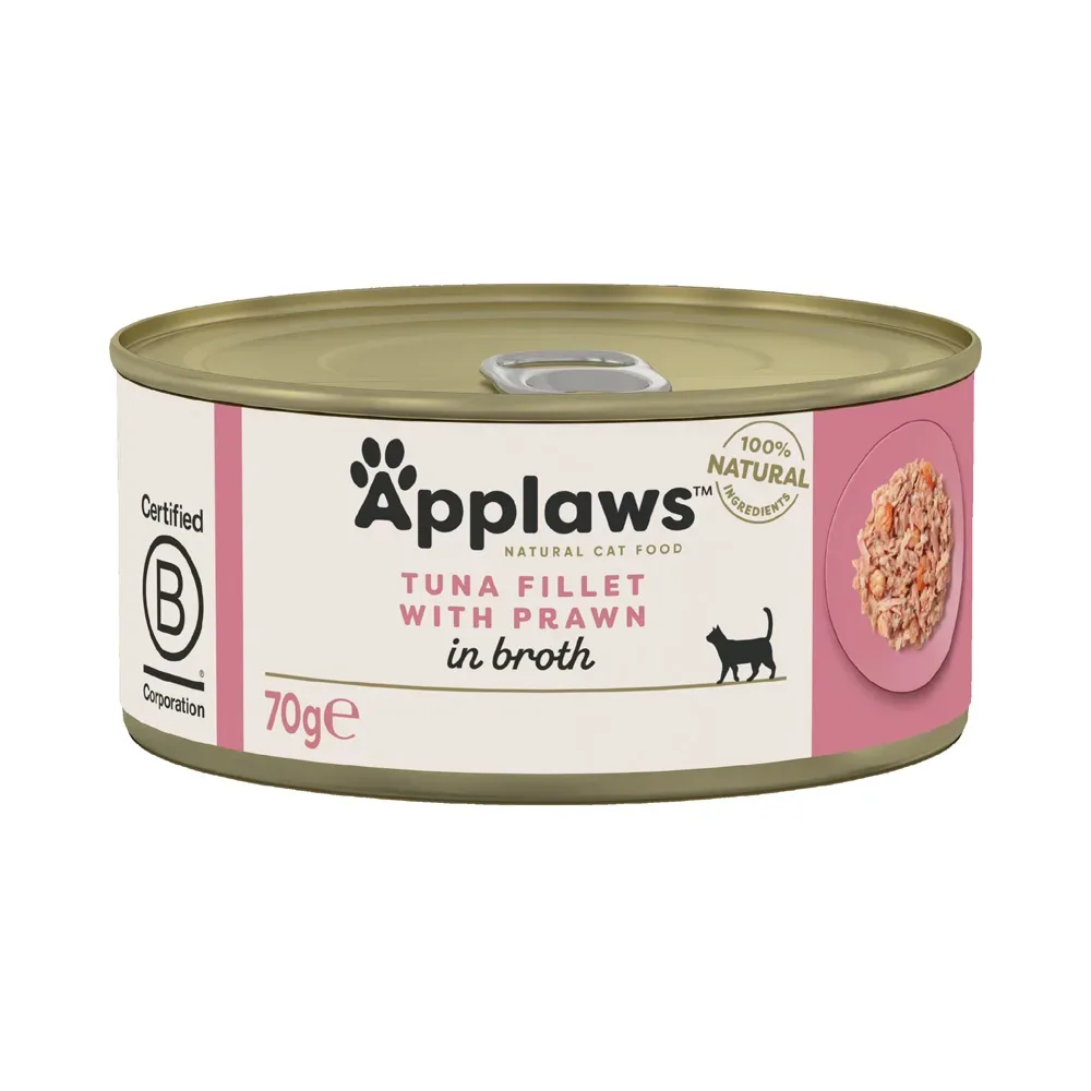 Applaws in Brühe 6 x 70 g - Thunfischfilet & Garnele