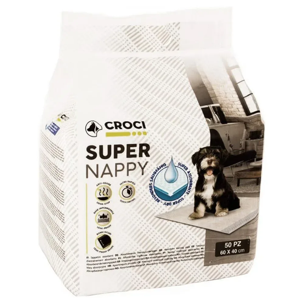 Croci Welpenunterlagen Super Nappy - Doppelpack L 90 x B 60 cm, 2 x 50 Stück