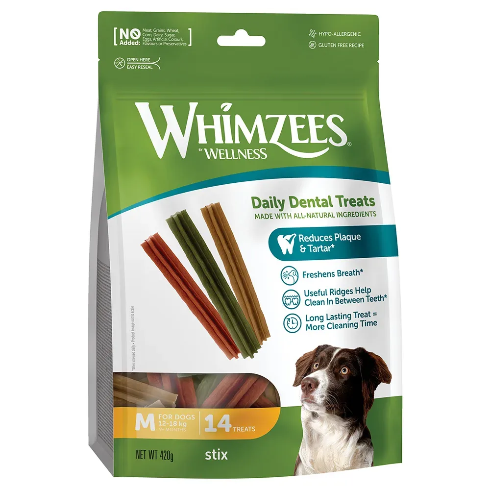 Whimzees by Wellness Stix für Hunde - Grösse M: für mittelgrosse Hunde (12 - 18 kg, 14 Stück)