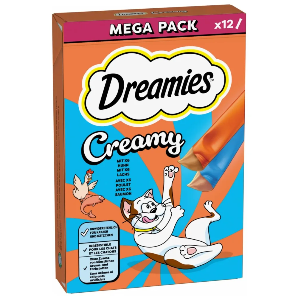 Dreamies Creamy Katzensnack Huhn + Lachs 12x10g