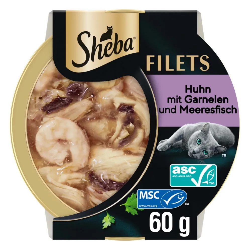 Sheba Filets 32 x 60 g - Huhn mit Garnelen