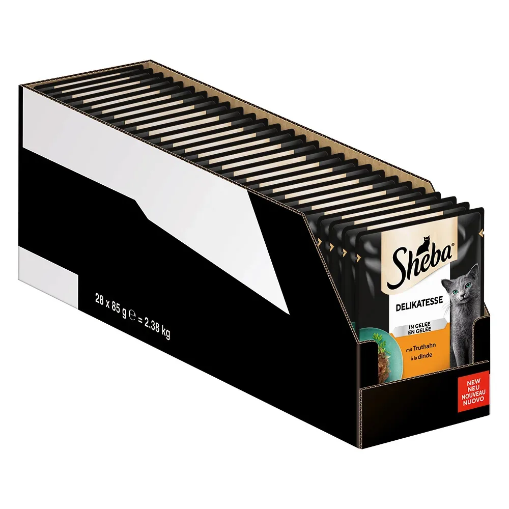 Megapack Sheba Varietäten Frischebeutel 28 x 85 g - Delikatesse in Gelee mit Truthahn