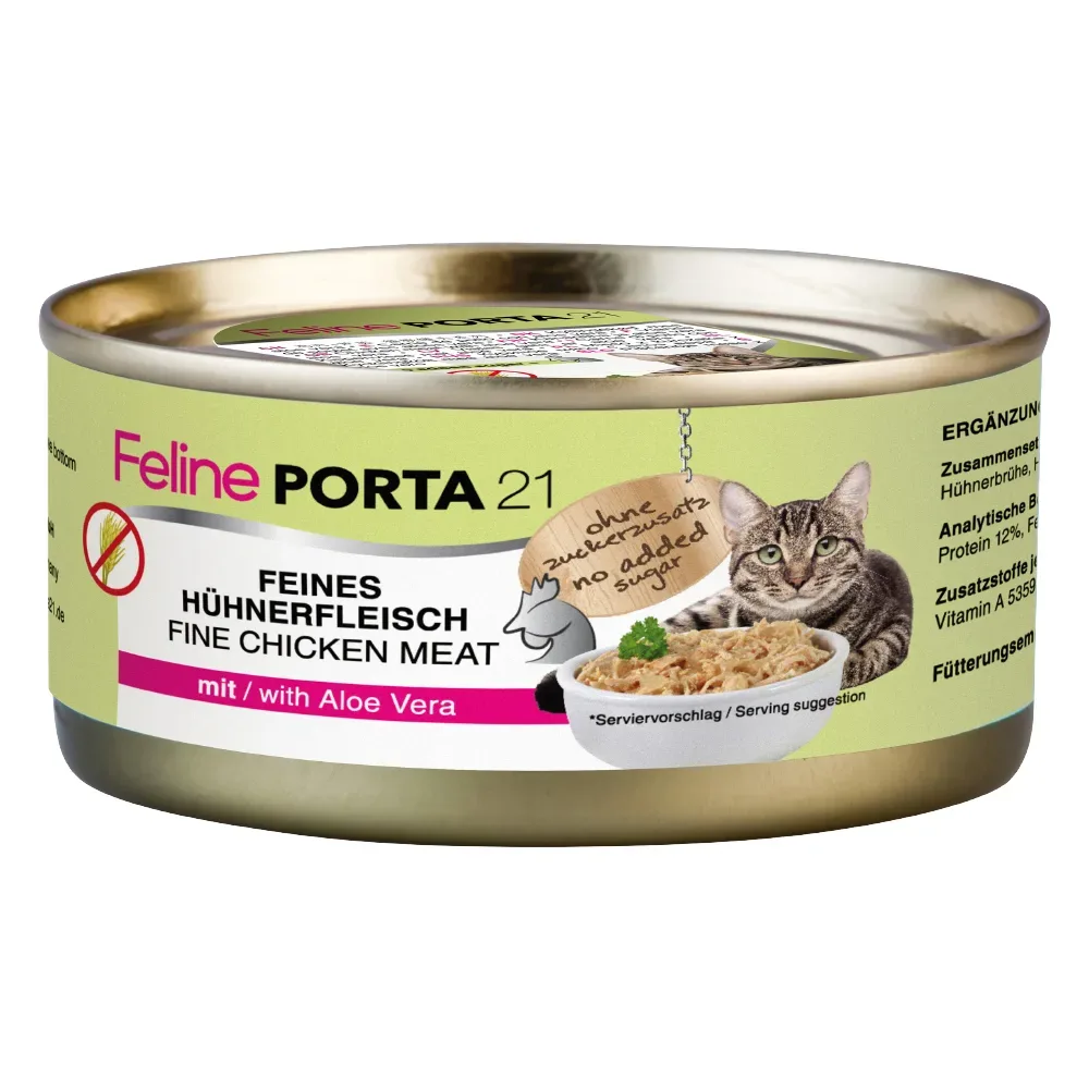 Feline Porta 21 Sparpaket 24 x 156 g - Hühnerfleisch mit Aloe