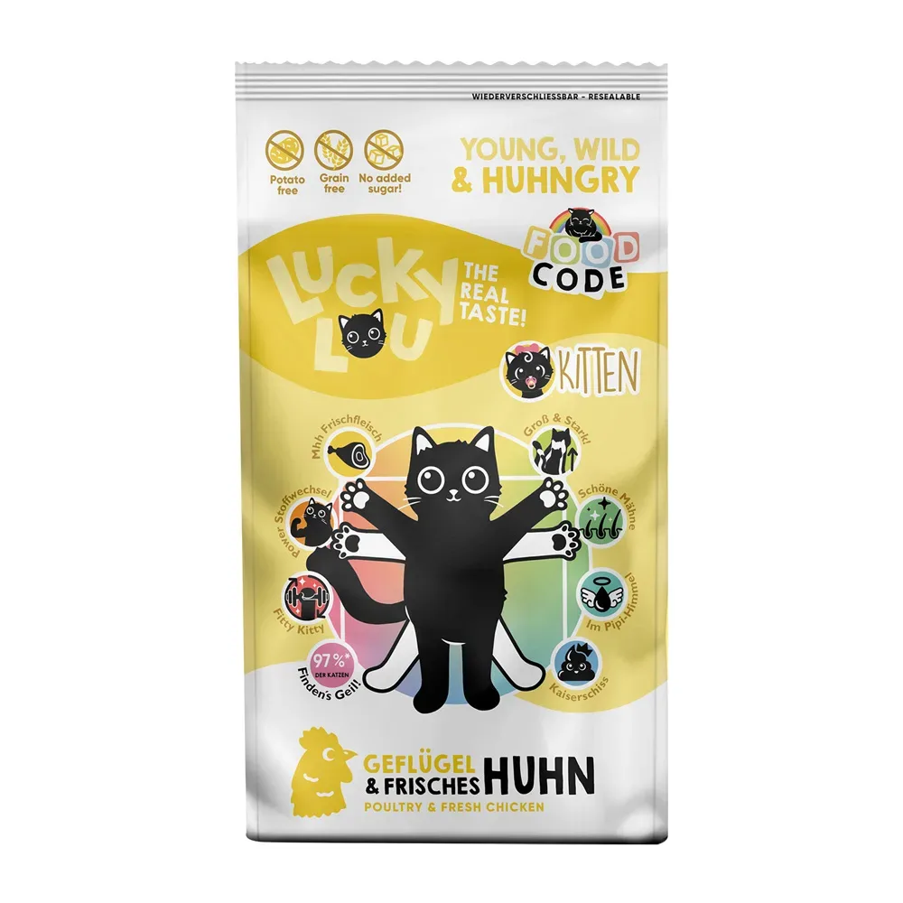 Lucky Lou Trockenfutter für Katzenkinder, Food Code, Geflügel & Huhn 9 kg