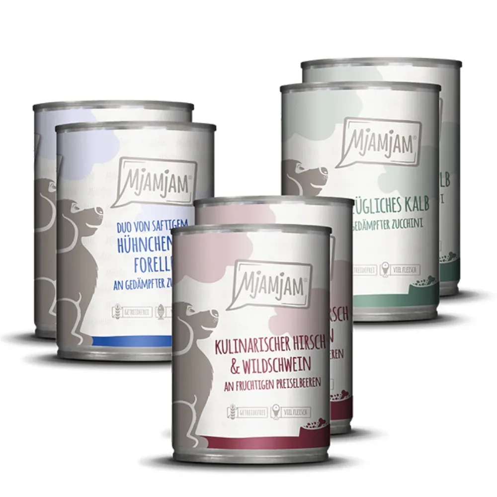 Sparpaket MjAMjAM Adult Hund 24 x 400 g - Mixpaket I (3 Sorten)