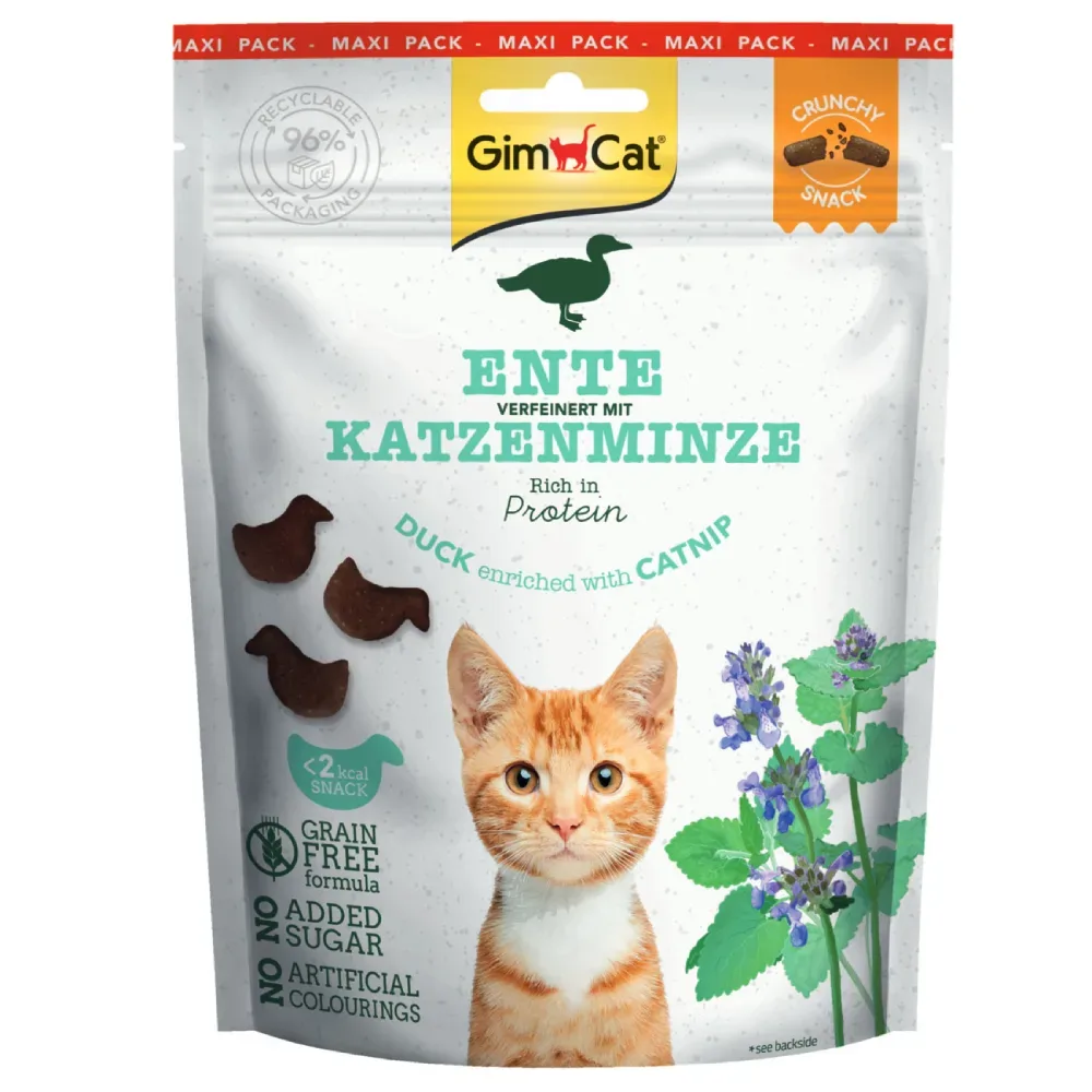 GimCat Crunchy Snacks Ente & Katzenminze - Sparpaket: 3 x 140 g