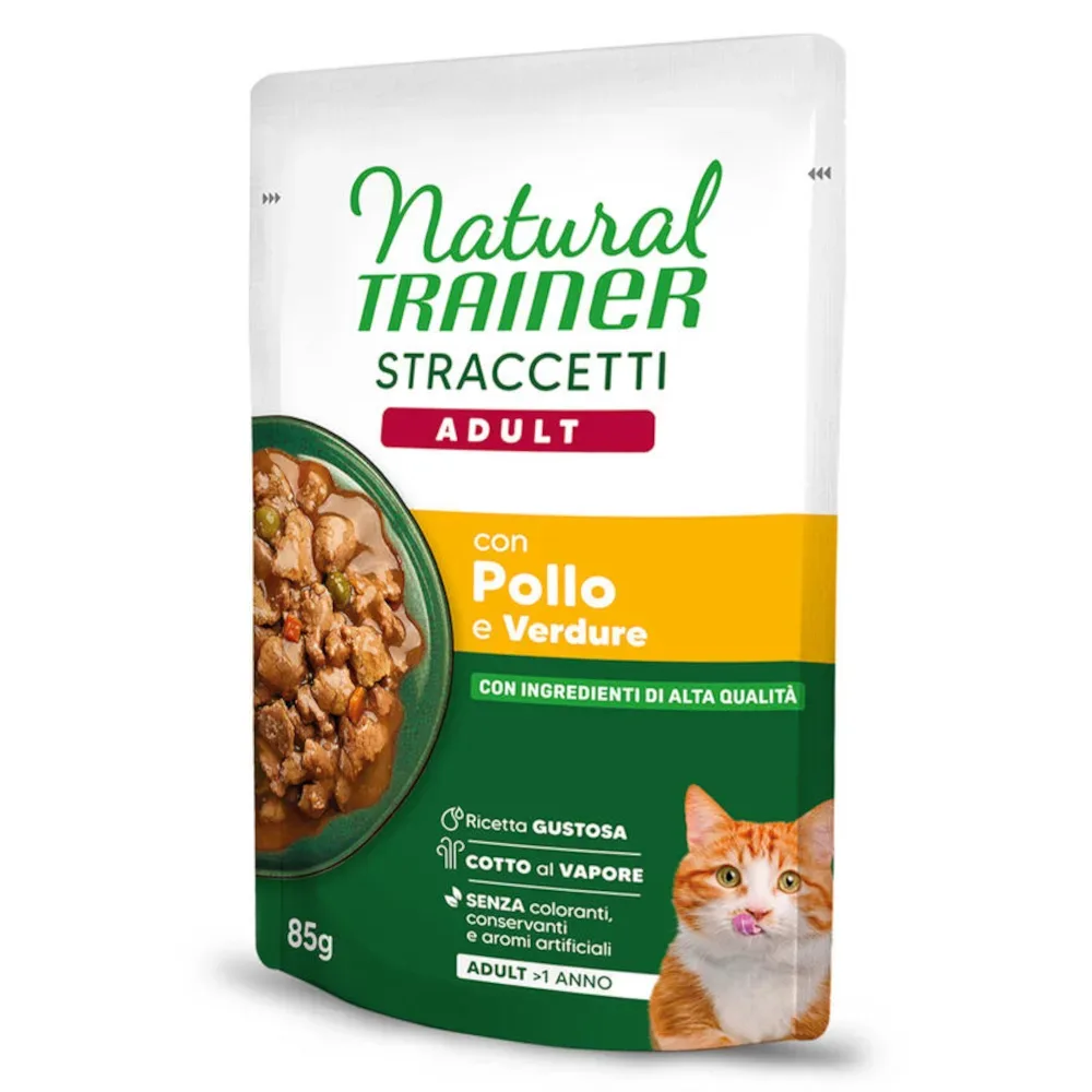 Sparpaket Natural Trainer Straccetti Adult Streifen in Sosse 44 x 85 g - Huhn
