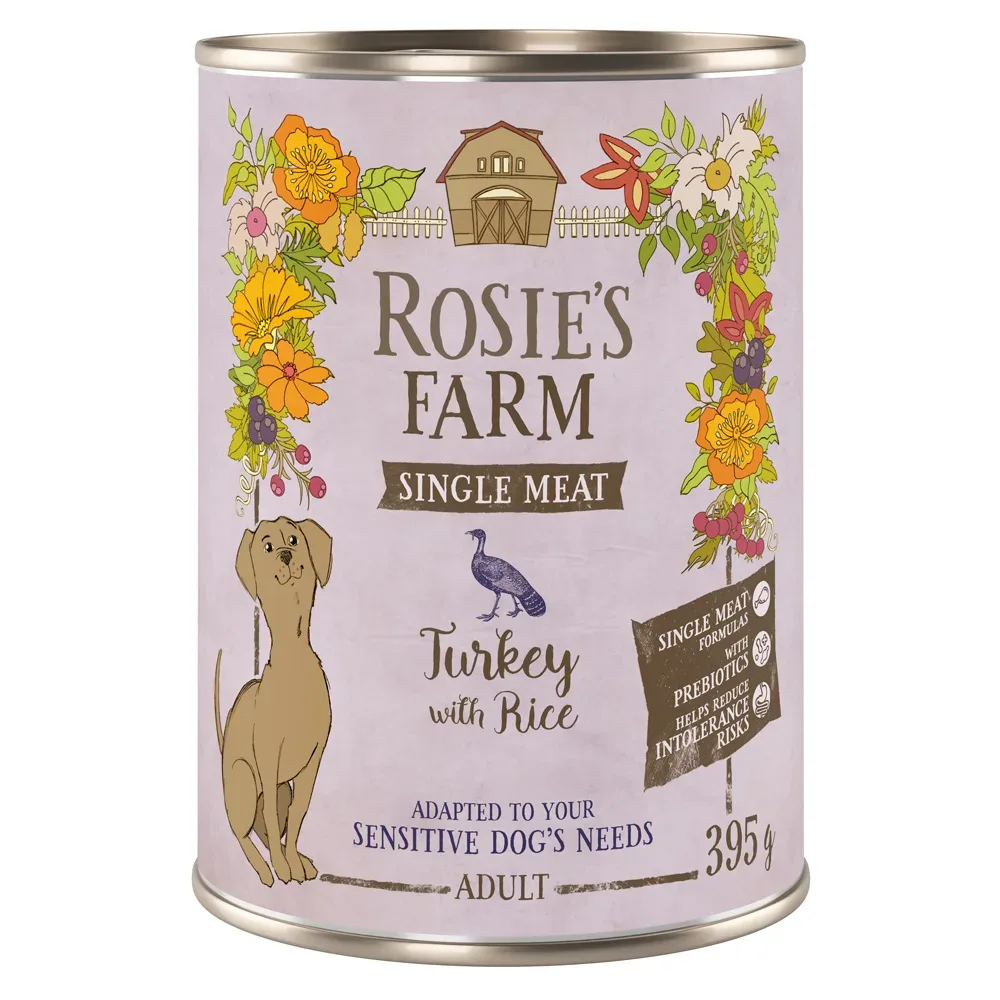 Rosie's Farm Single Meat Adult 6 x 395 g - Truthahn & Reis