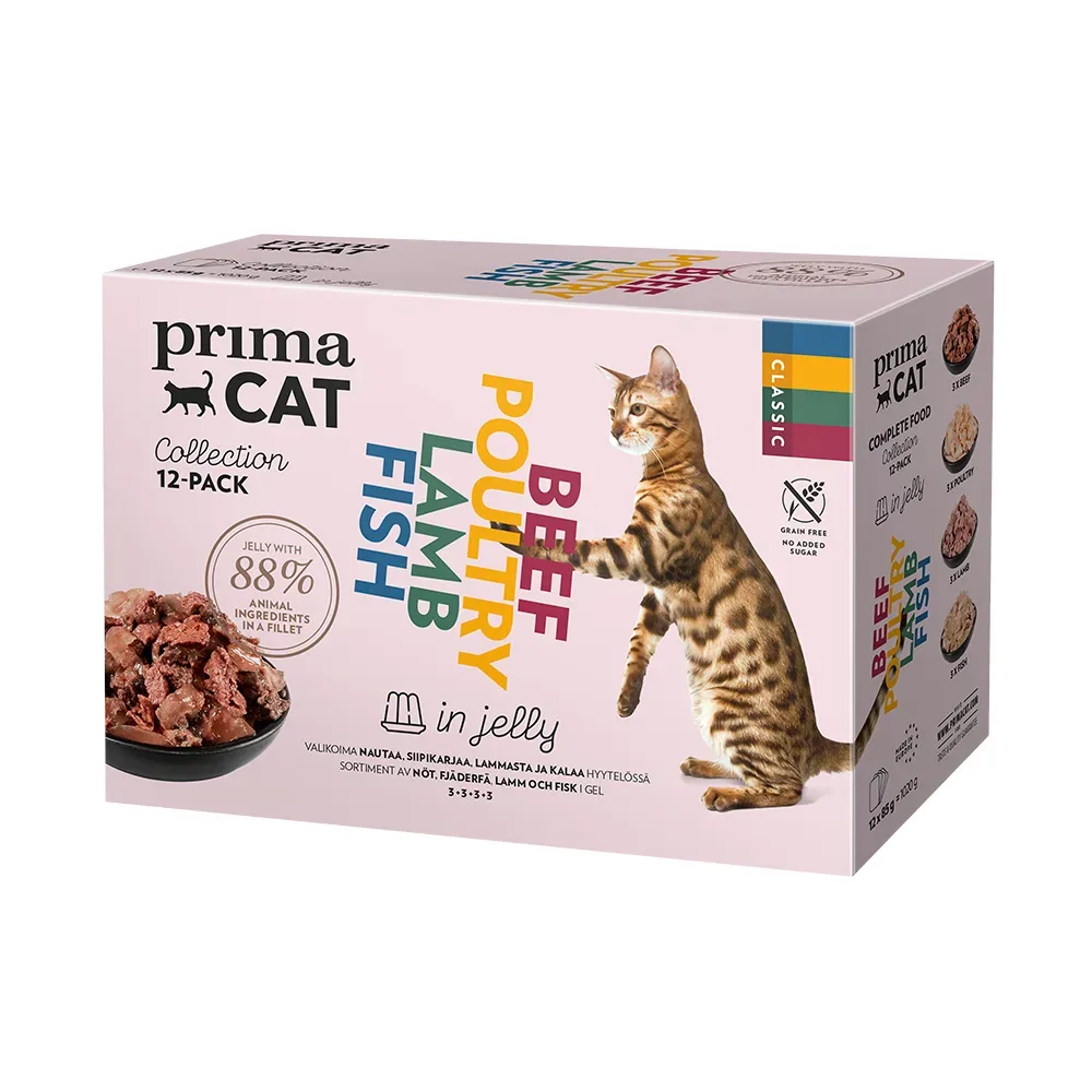 Sparpaket PrimaCat Classic in Gelee 48 x 85 g - Classic-Mix (4 Sorten)