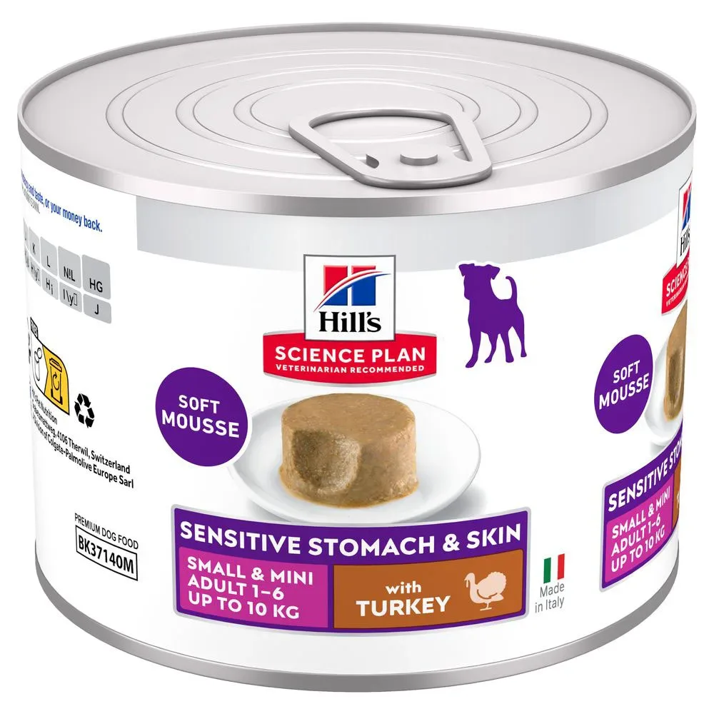 Hill's Science Plan Sensitive Stomach & Skin Small & Mini Mousse - Sparpaket: Truthahn (48 x 200 g)