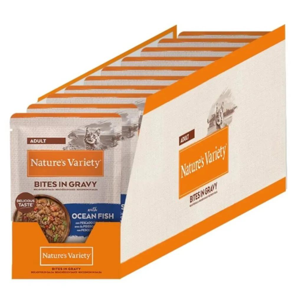 Nature's Variety Bites in Sosse Adult 22 x 85 g - mit Meeresfisch