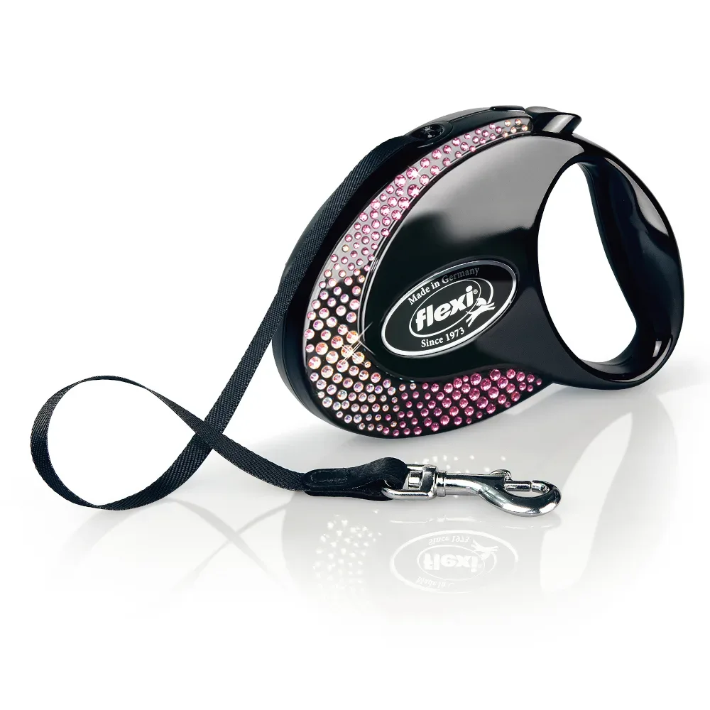 flexi Glam Composition Gurtleine, schwarz - Grösse M: bis 20 kg (5 m)