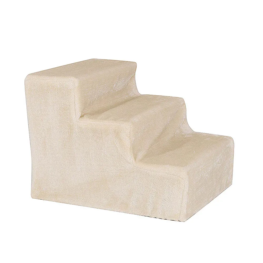 Lionto Haustiertreppe mit Plüschbezug - beige: L 46 x B 36 x H 34 cm