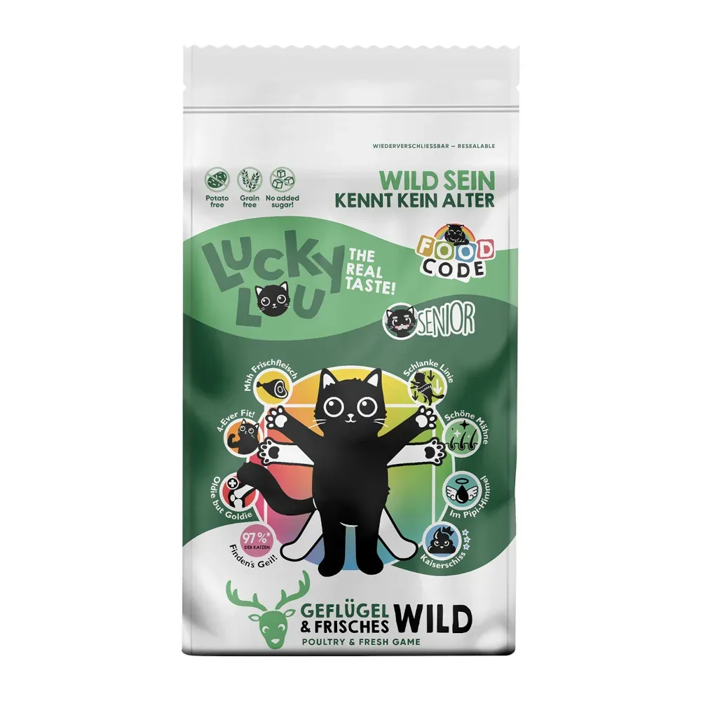 Lucky Lou Trockenfutter Katze, Senior, Geflügel und Wild 9 kg
