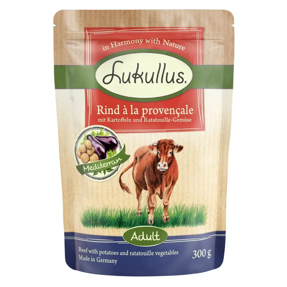 Sparpaket Lukullus Frischebeutel 48 x 300 g - Rind à la provençale (getreidefrei)