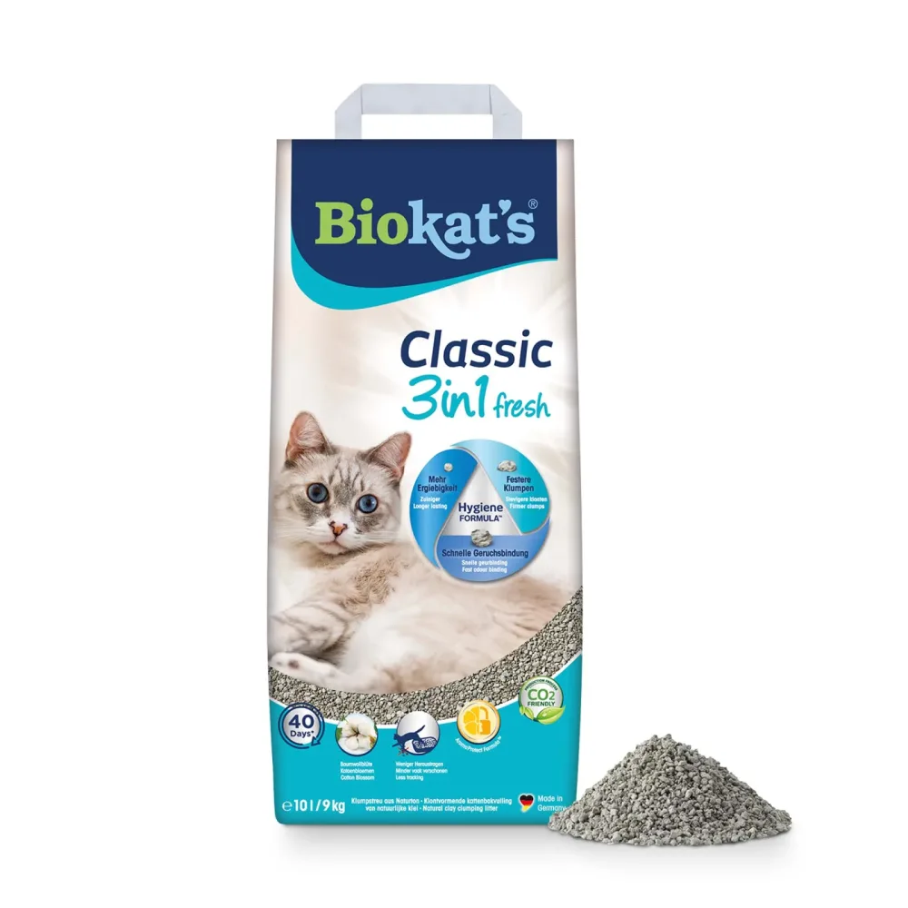 Biokat's Classic 3in1 Fresh Katzenstreu Baumwollblüte - 10 l