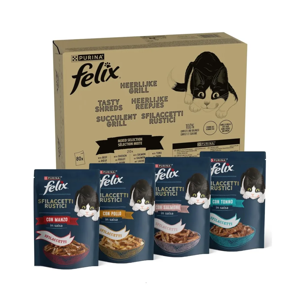 Felix Tasty Shreds Geschmischte Vielfalt 80x80g