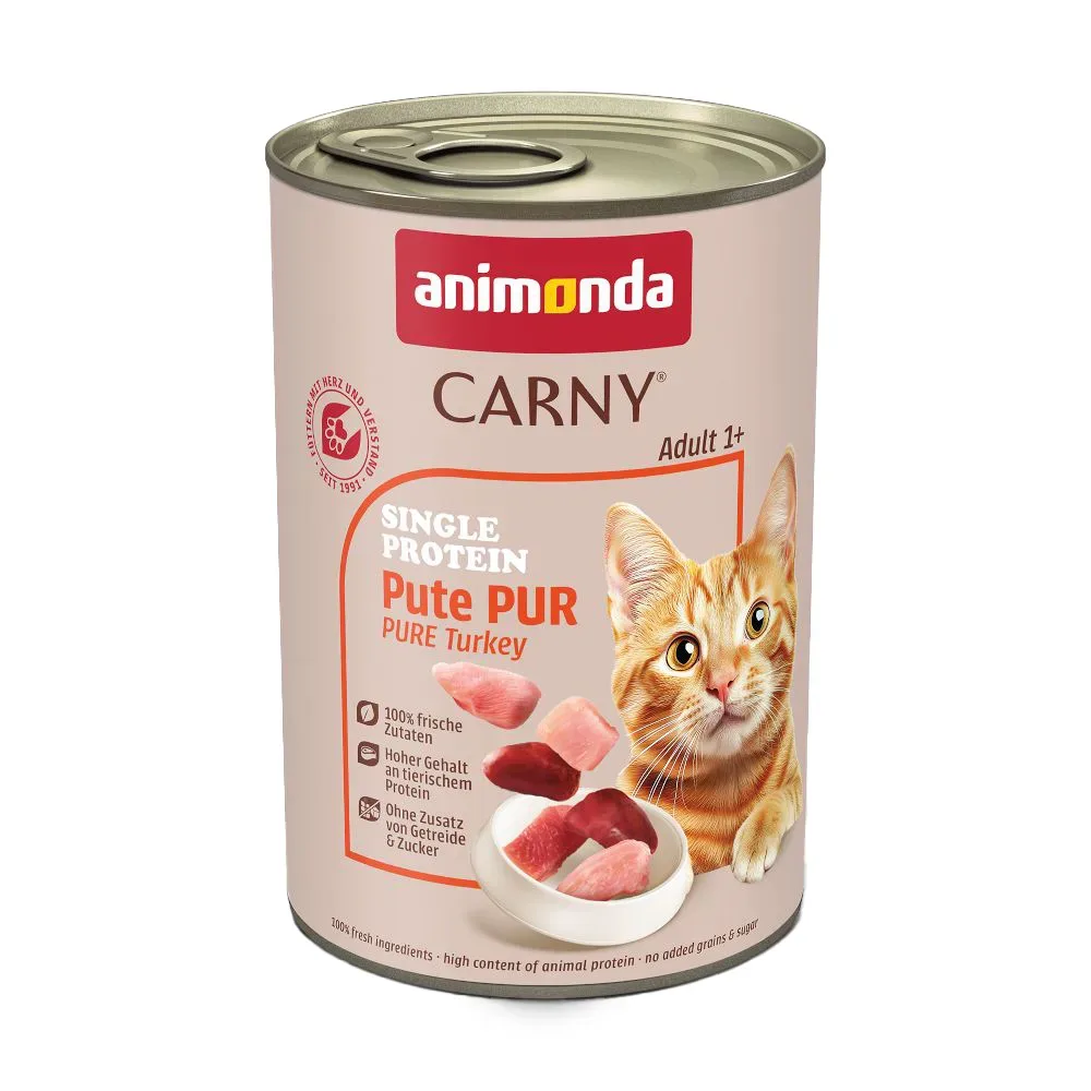 Sparpaket animonda Carny Single Protein Adult 24 x 400 g - Pute pur