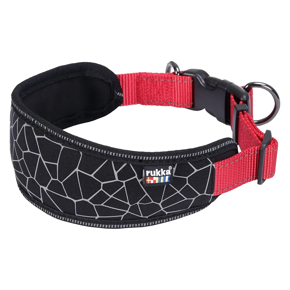 Rukka® Cube Soft Halsband, rot / schwarz - Grösse M: 30-50 cm Halsumfang, B 25 mm
