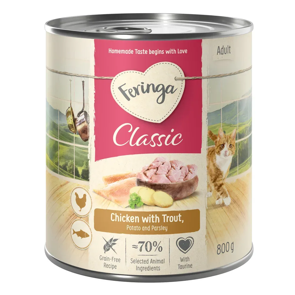 Probiermix Feringa Classic Meat 6 x 800 g  - Mixpaket 1: Geflügel, Lamm & Kaninchen, Huhn & Forelle