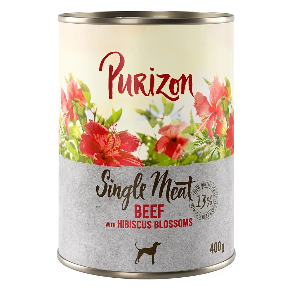 Purizon Single Meat 6 x 400 g - Rind mit Hibiskusblüten