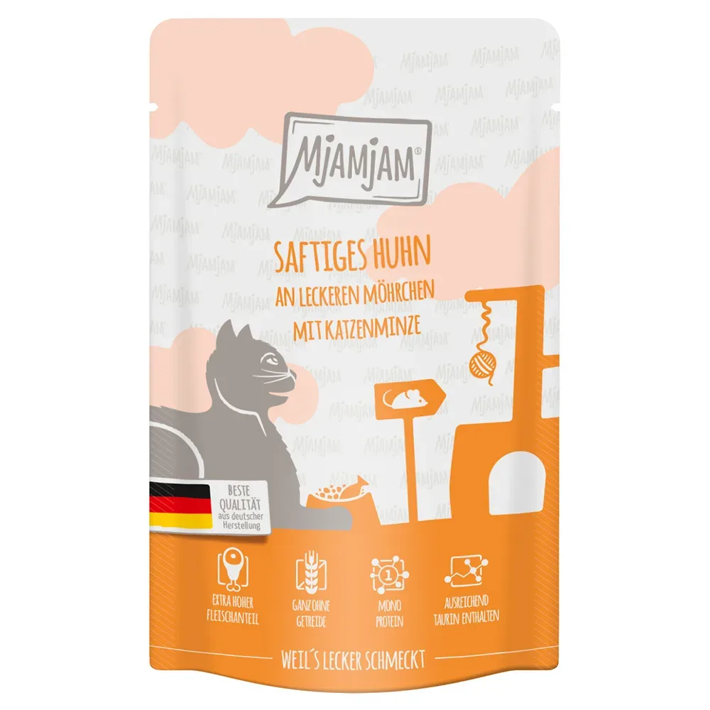 MjAMjAM Quetschie 12 x 125 g - herzhaftes Wild & Kaninchen mit fruchtigen Heidelbeeren