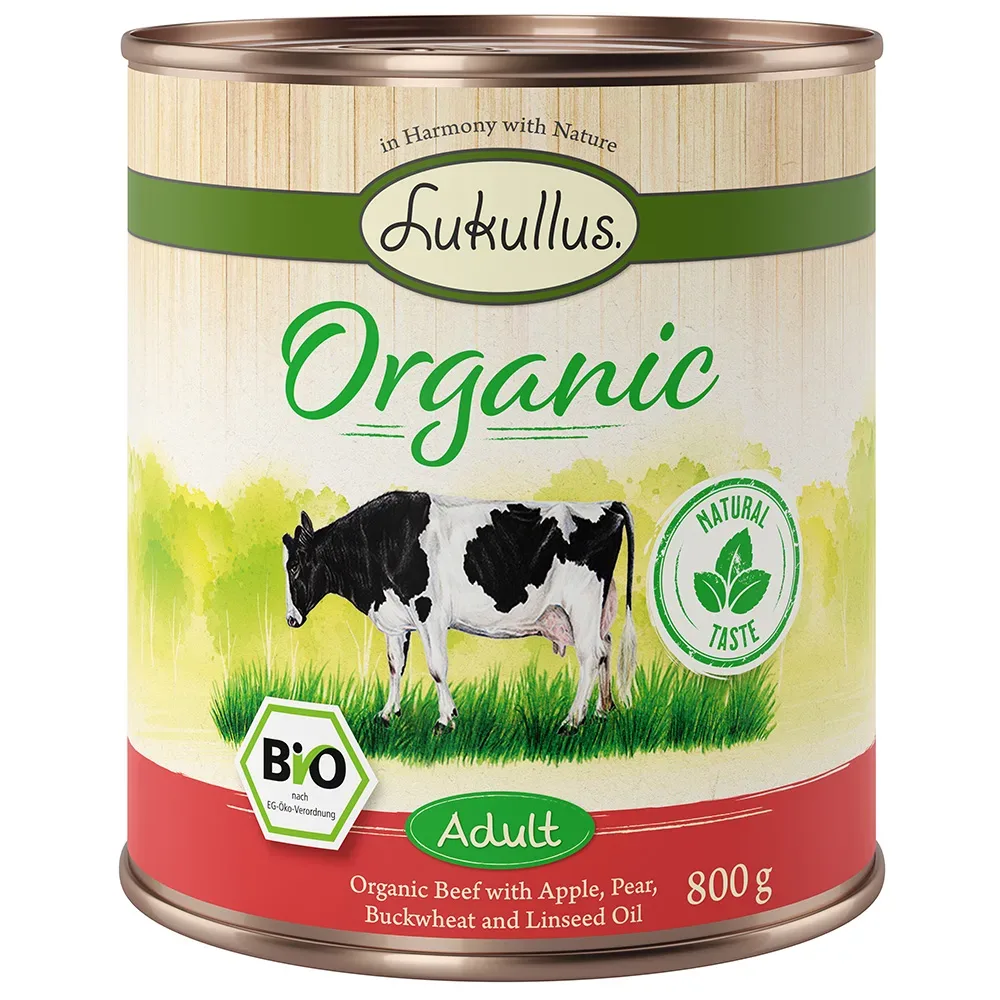 Sparpaket Lukullus Organic 24 x 400 g - Adult Rind mit Apfel (glutenfrei)