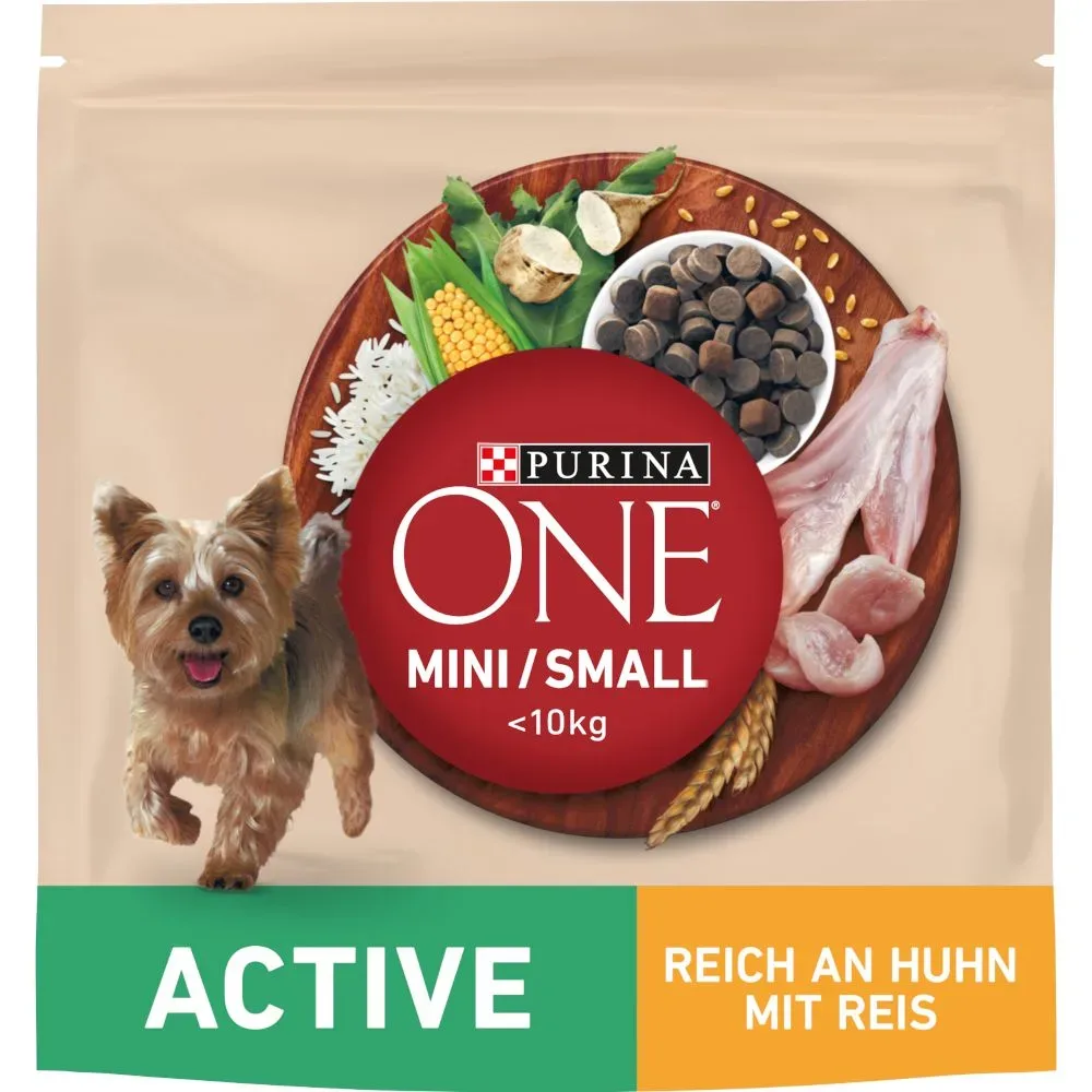 PURINA ONE Mini Active Huhn & Reis - Sparpaket: 18 kg (12 x 1,5 kg)