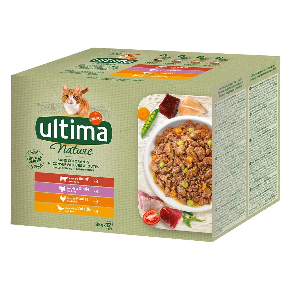 80 + 16 gratis! Ultima Adult 96 x 85 g - Nature: Fischauswahl (Lachs, Thunfisch, Ozeanfisch, Kabeljau)