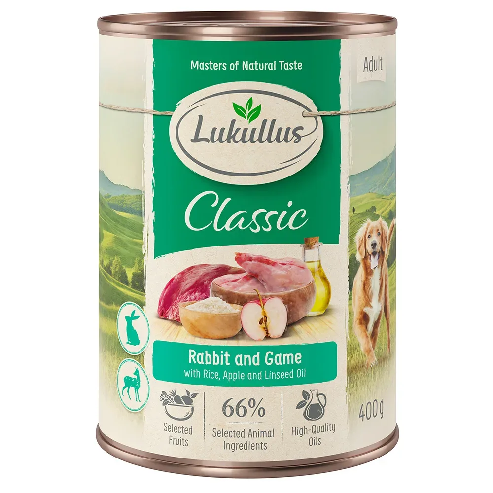 Sparpaket Lukullus Naturkost 24 x 400 g - Adult Kaninchen & Wild