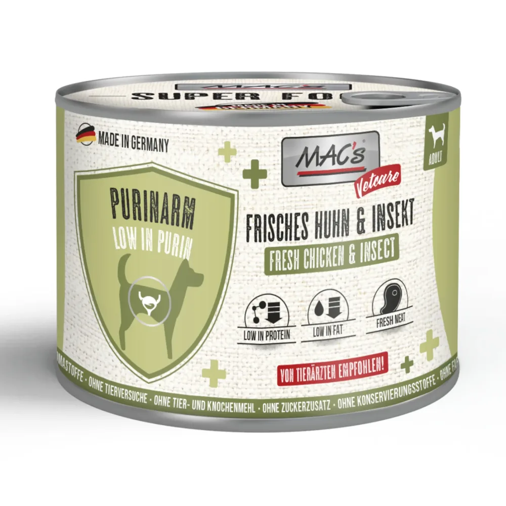 Sparpaket MAC's Dog Vetcare Purinarm 24 x 200 g - Huhn & Insekt