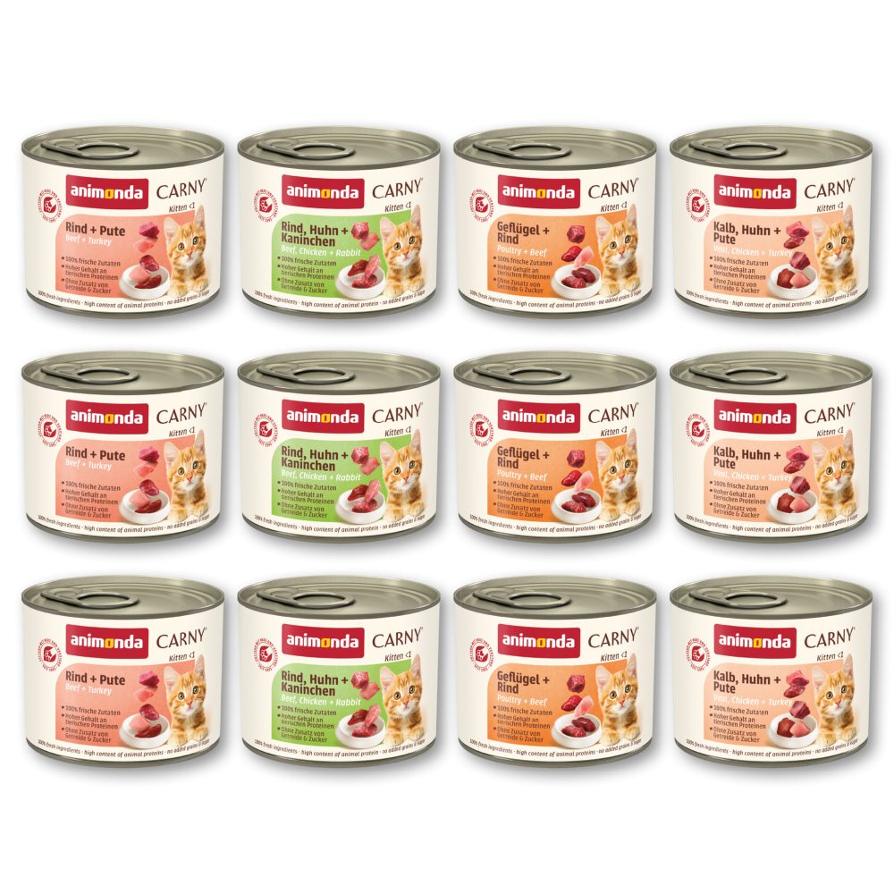 animonda Carny Nassfutter Katze Kitten, Mixpaket 12x200 g