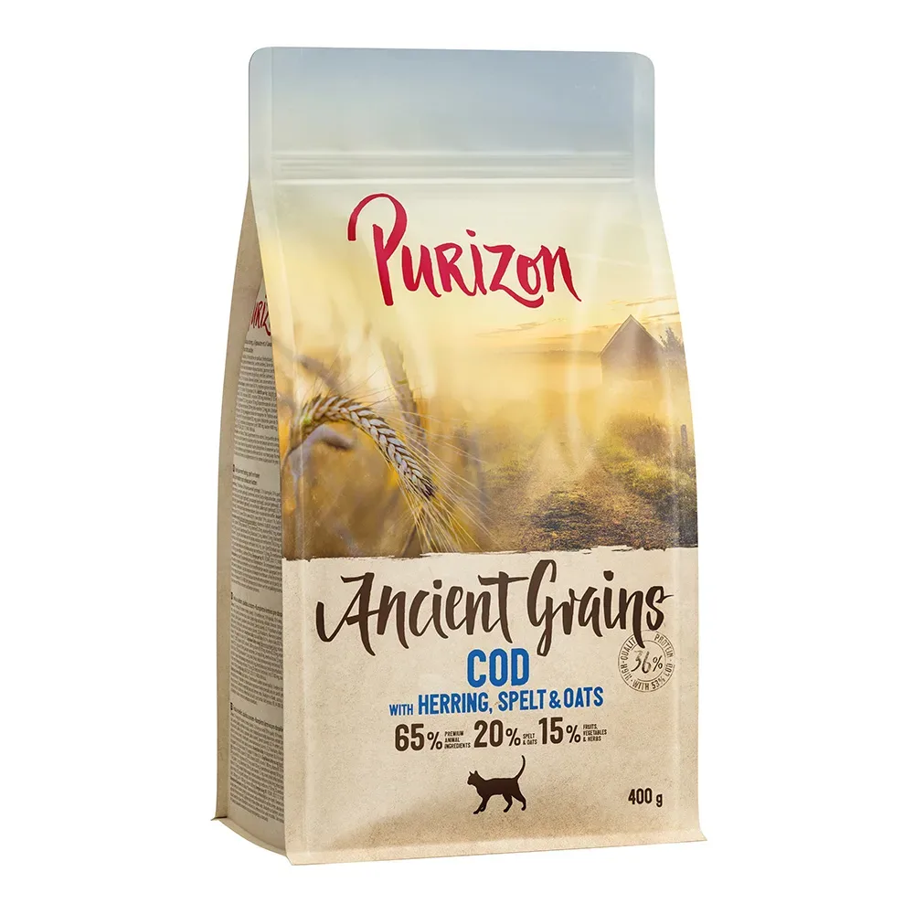 Probiermix Purizon 2 x 400 g - Urgetreide-Mix: Adult Kabeljau + Sterilised Huhn mit Fisch