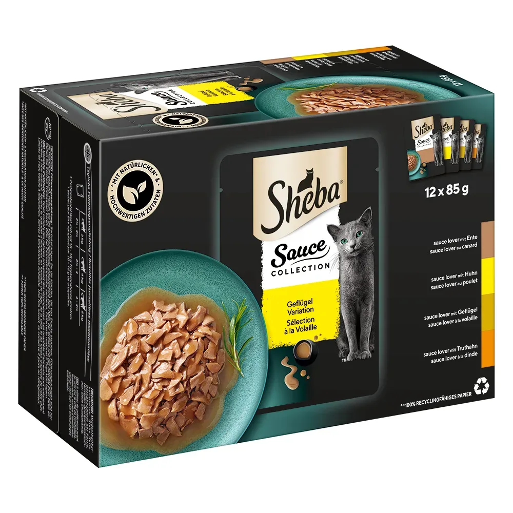 Jumbopack Sheba Varietäten Frischebeutel 96 x 85 g - Sauce Collection Geflügel Variation