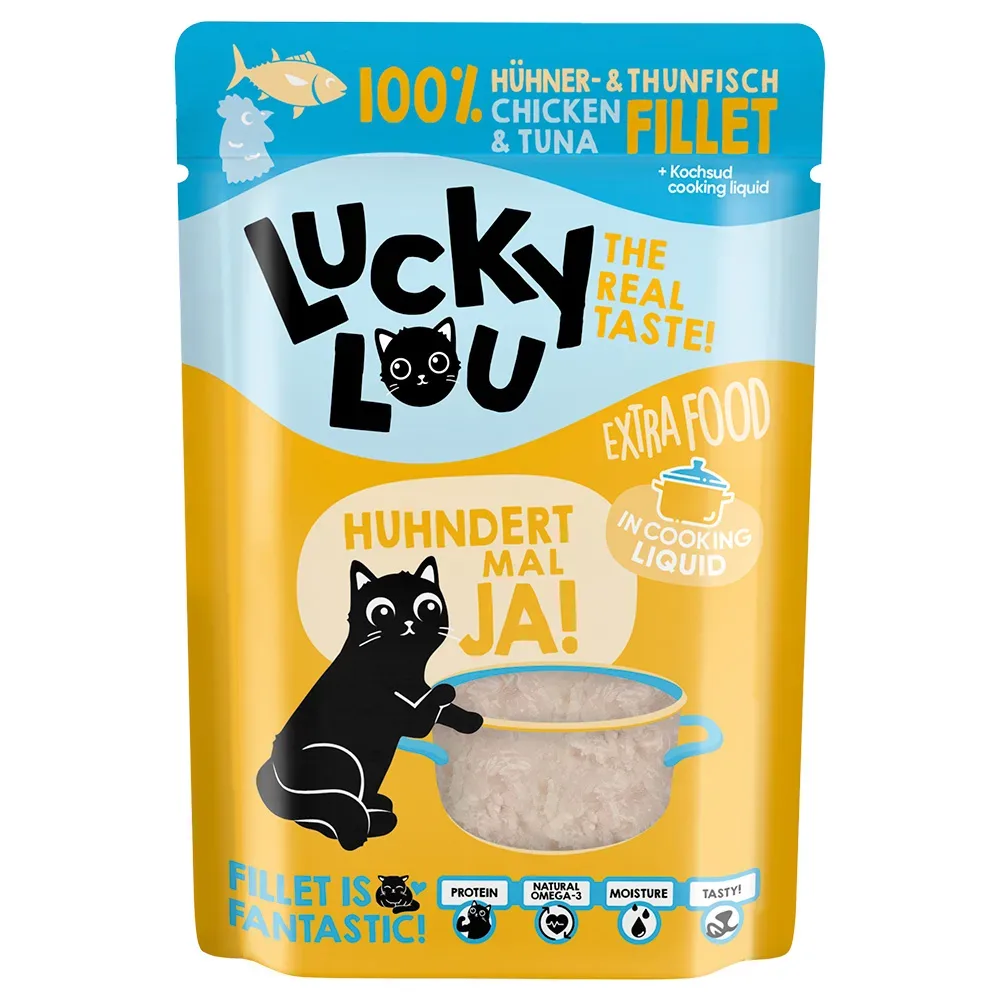 Sparpaket Lucky Lou Extra Food 24 x 70 g - Huhn & Thunfisch in Brühe