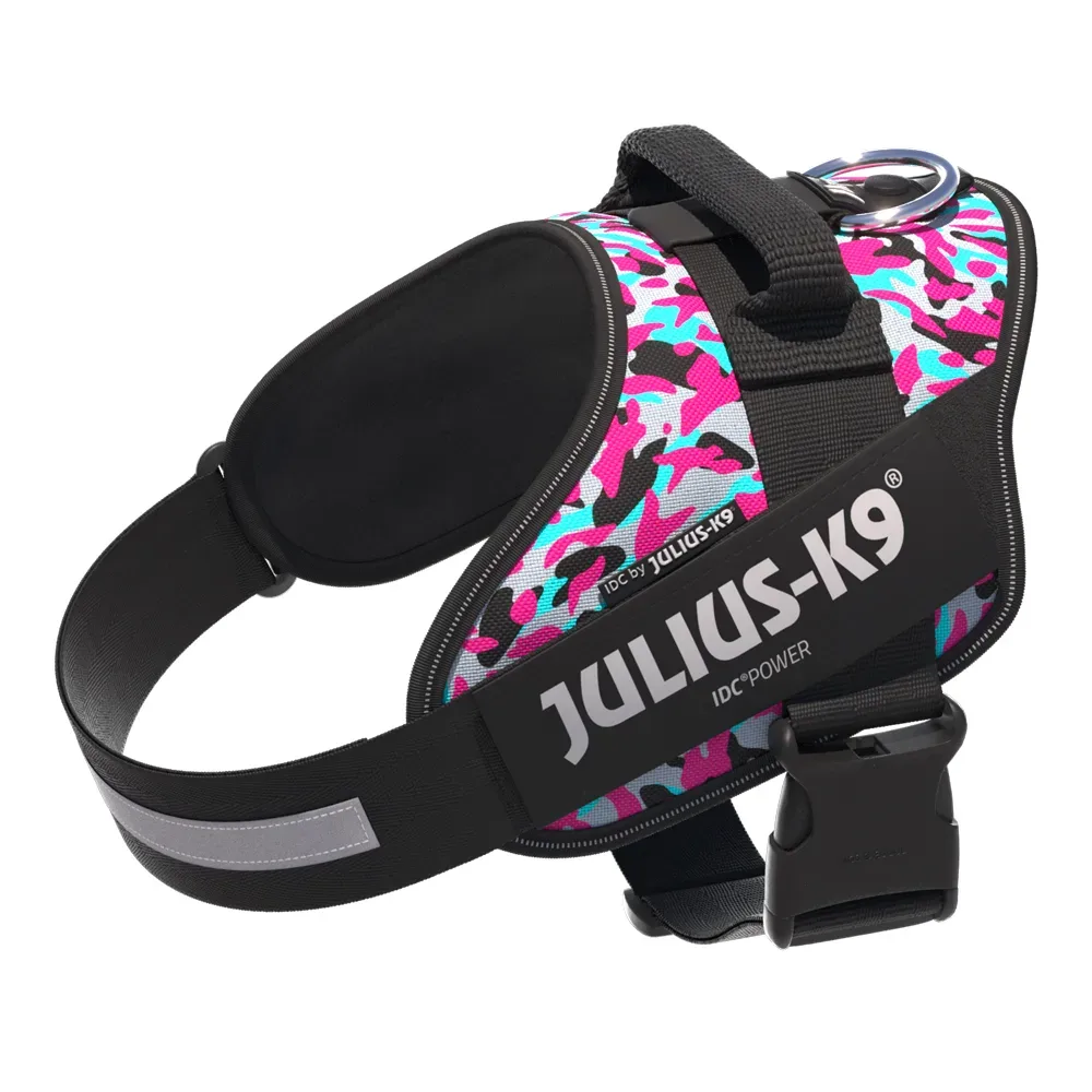 JULIUS-K9 IDC® Powergeschirr, rosa & grau - Grösse XL: Brustumfang 71 - 96 cm