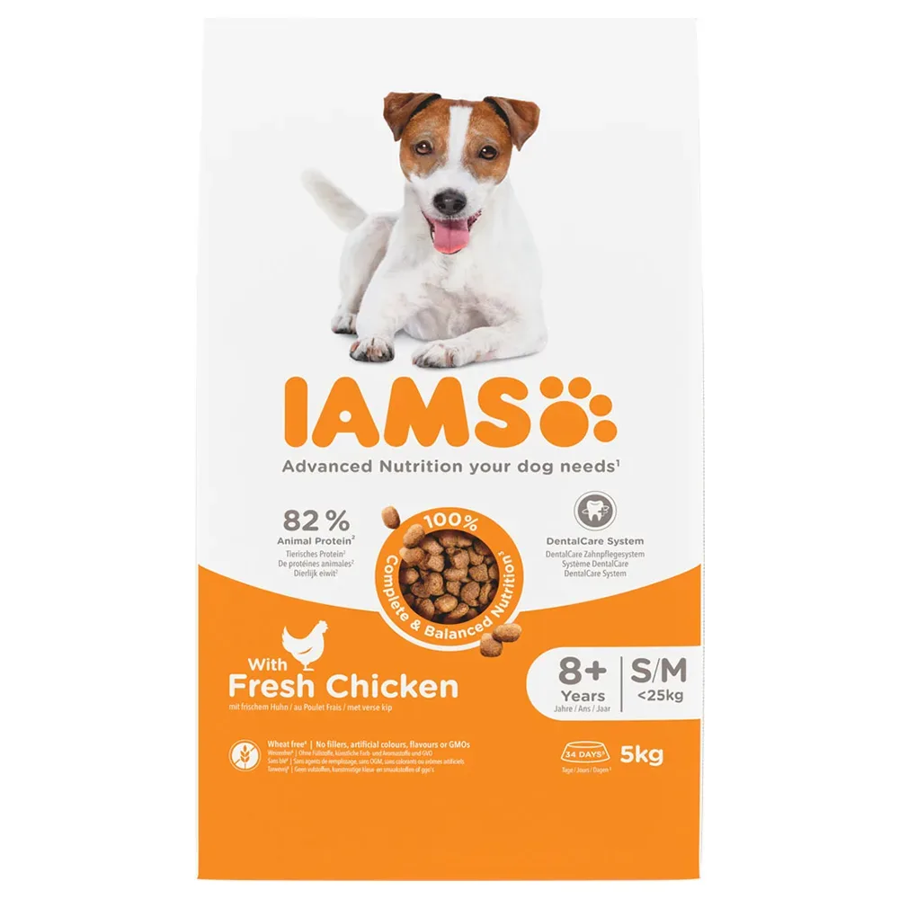 IAMS Advanced Nutrition Senior Small & Medium Dog 8+ mit Huhn - Sparpaket: 2 x 5 kg