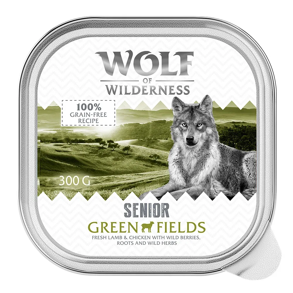Wolf of Wilderness Senior - Duo-Protein Rezeptur 6 / 24 x 300 g Schale - 6 x 300 g: Wild Hills - Ente & Kalb