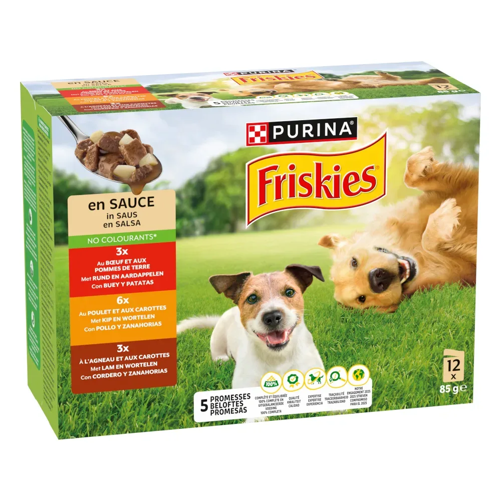 Friskies Hundefutter in Sauce Adult Fleisch 12x85g