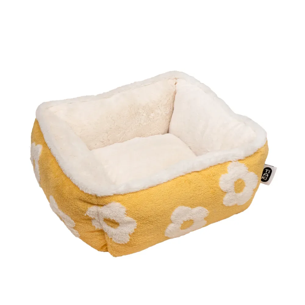 TIAKI Hundebett Flower - eckig: ca. L 47 x B 47 x H 21 cm