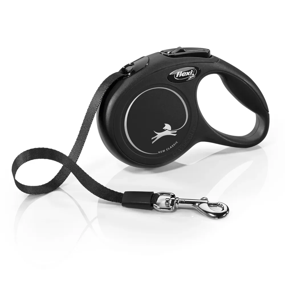 flexi Classic Gurt-Leine schwarz, 5 m - Grösse L: bis 50 kg