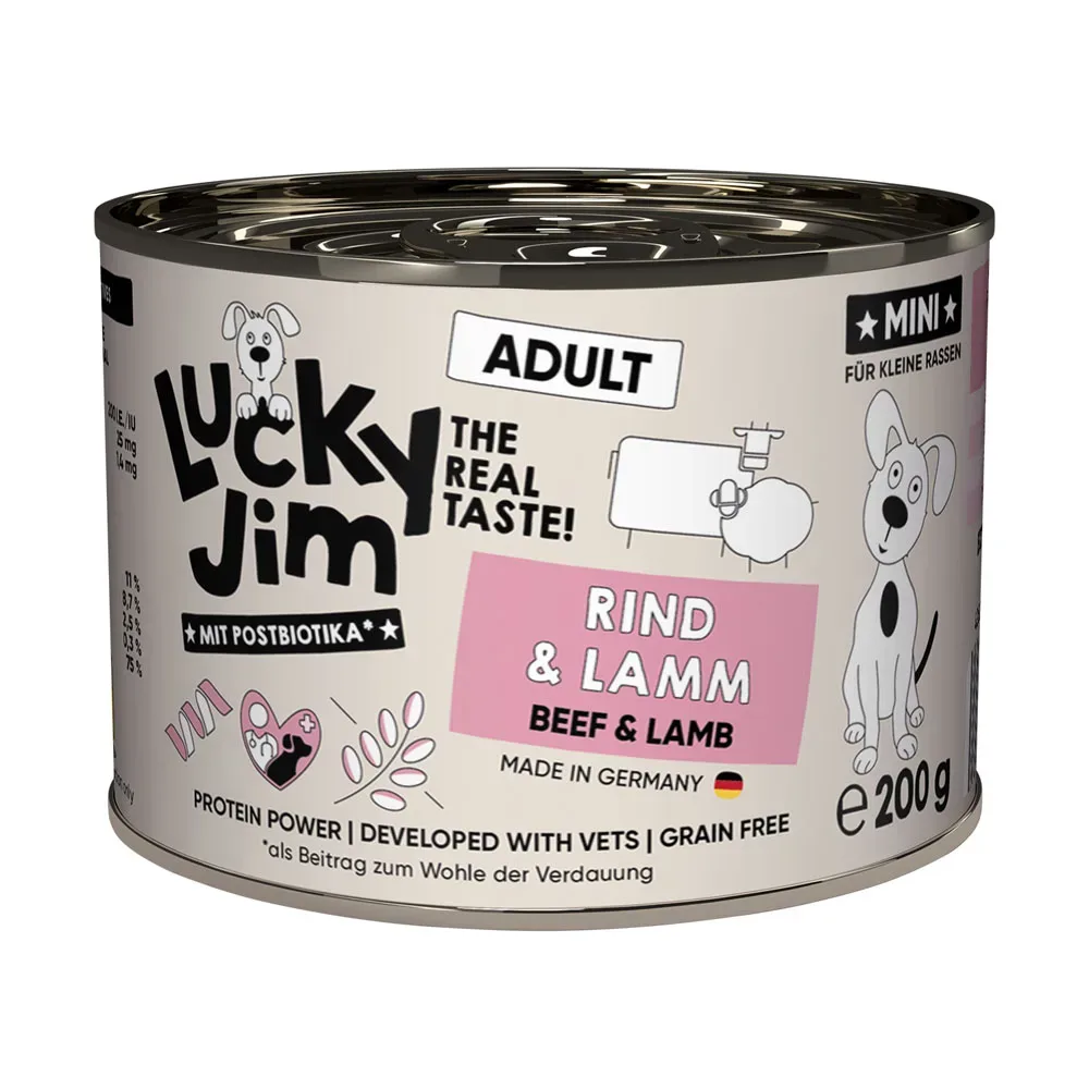 Sparpaket Lucky Jim MINI Adult 24 x 200 g - Rind & Lamm